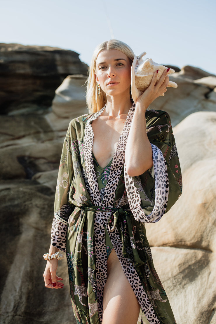 Okavango Olive Chiffon Kimono Cover Up