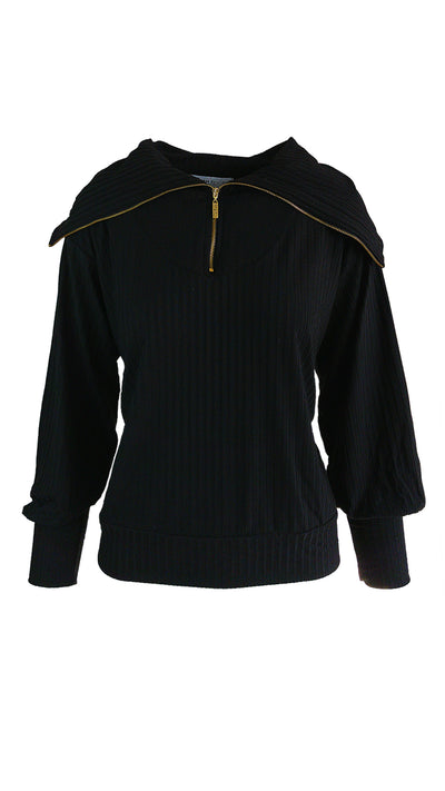 Black Heritage Ribbed Pullover