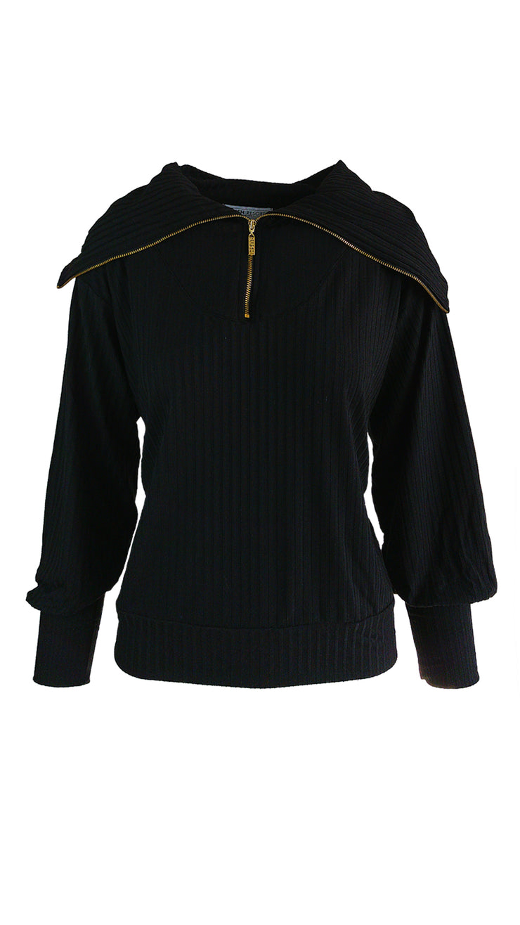 Black Heritage Ribbed Pullover