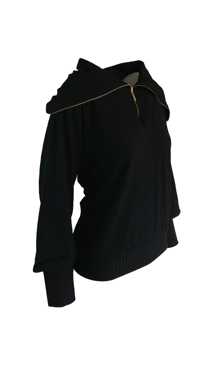 Black Heritage Ribbed Pullover