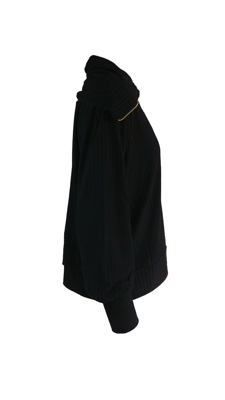 Black Heritage Ribbed Pullover