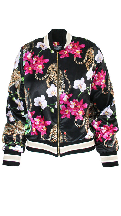 Leopard's Kiss Black Luxe Legacy Bomber Jacket