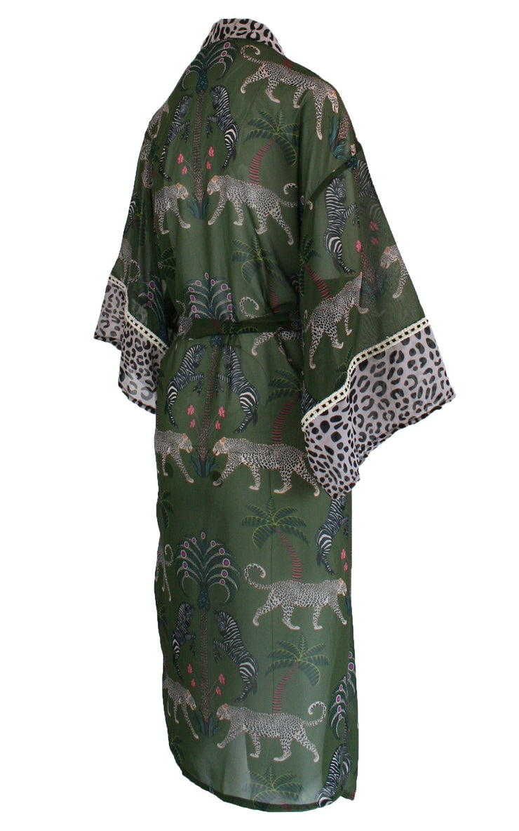 Okavango Olive Chiffon Kimono Cover Up