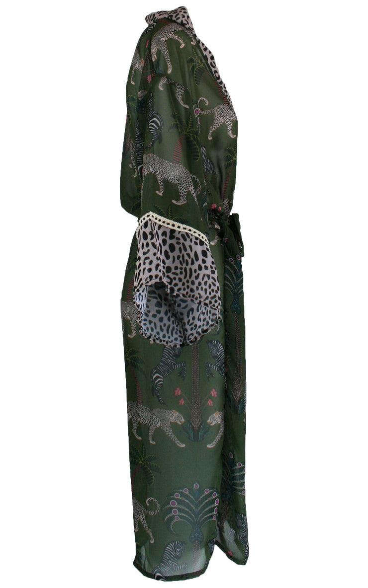 Okavango Olive Chiffon Kimono Cover Up