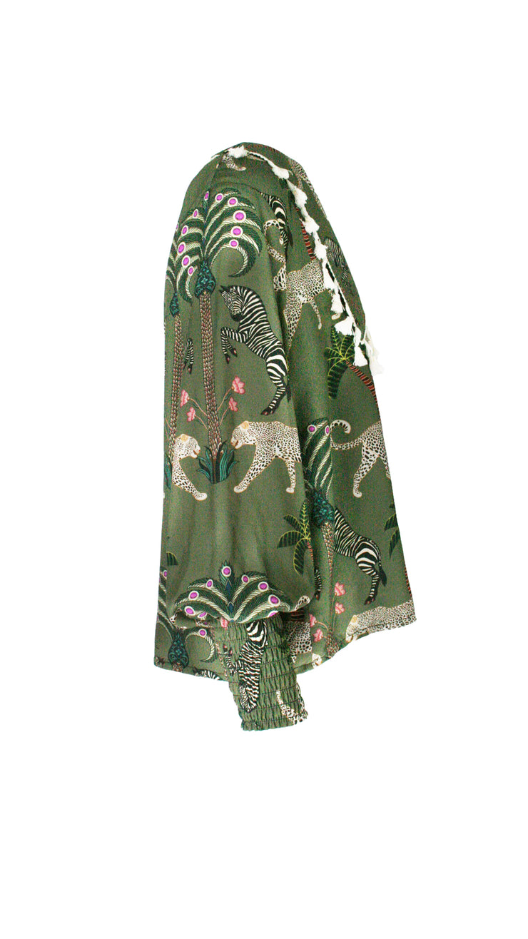 Okavango Olive Saint-Tropez Long Puff Sleeve Shirt