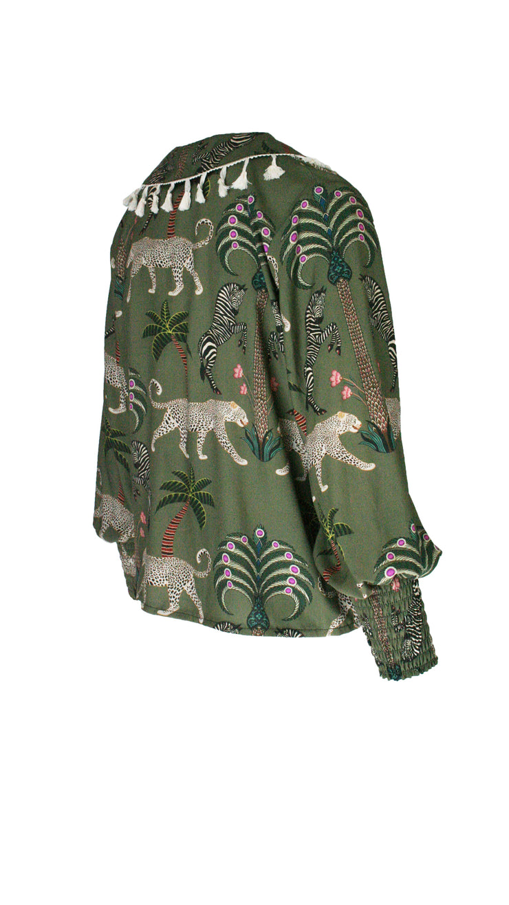 Okavango Olive Saint-Tropez Long Puff Sleeve Shirt
