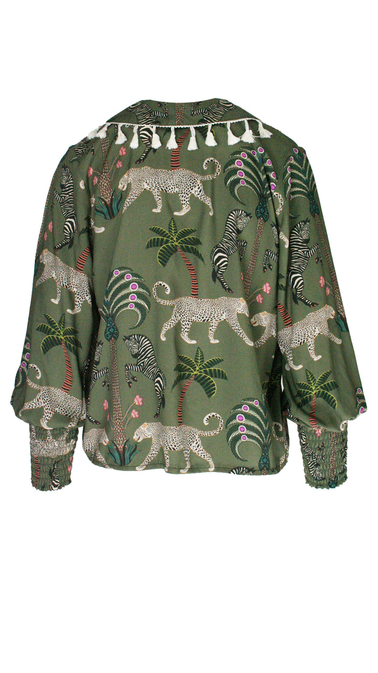 Okavango Olive Saint-Tropez Long Puff Sleeve Shirt